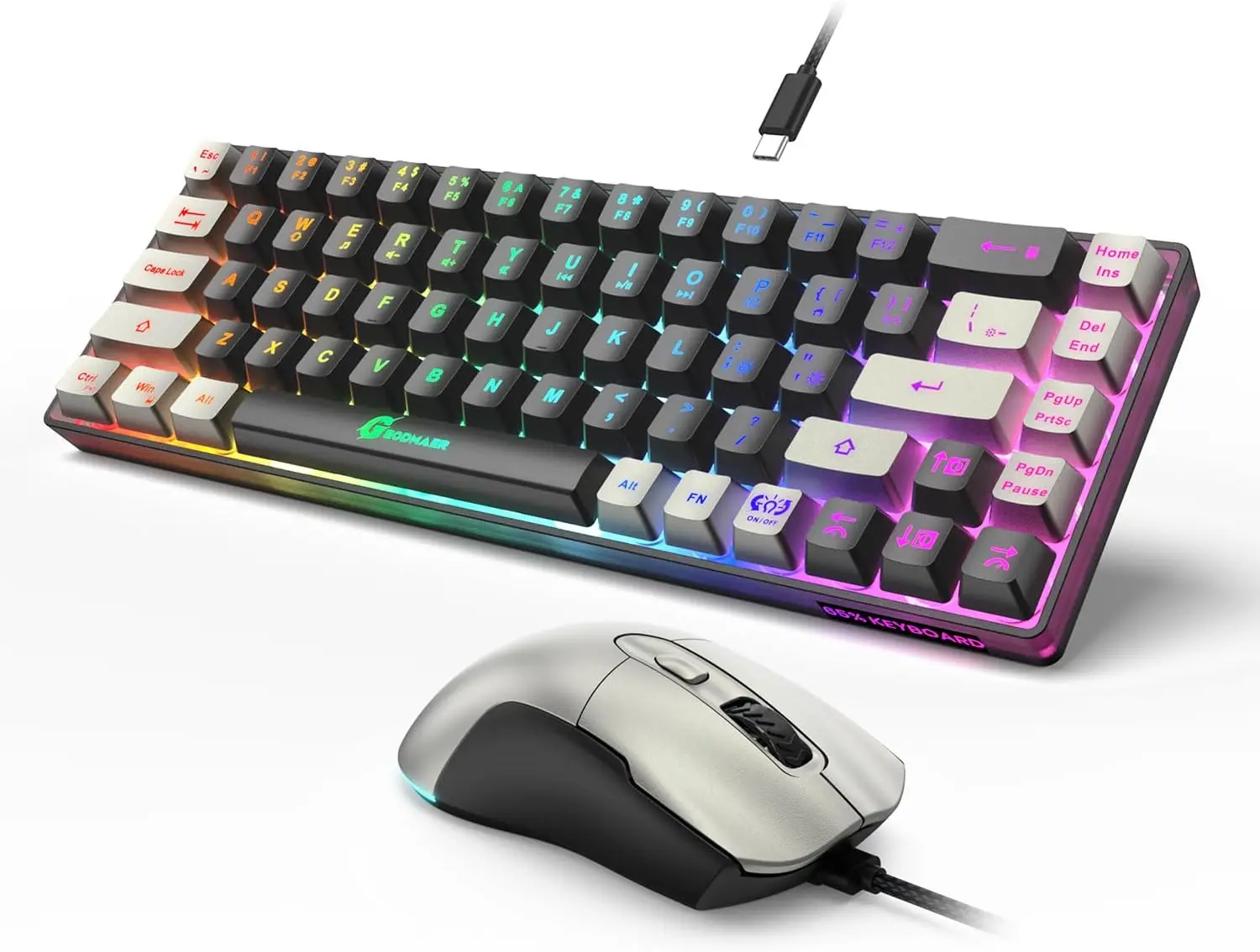 Gaming Keyboard Mouse Set - 65% RGB Gaming Keyboard & 7200