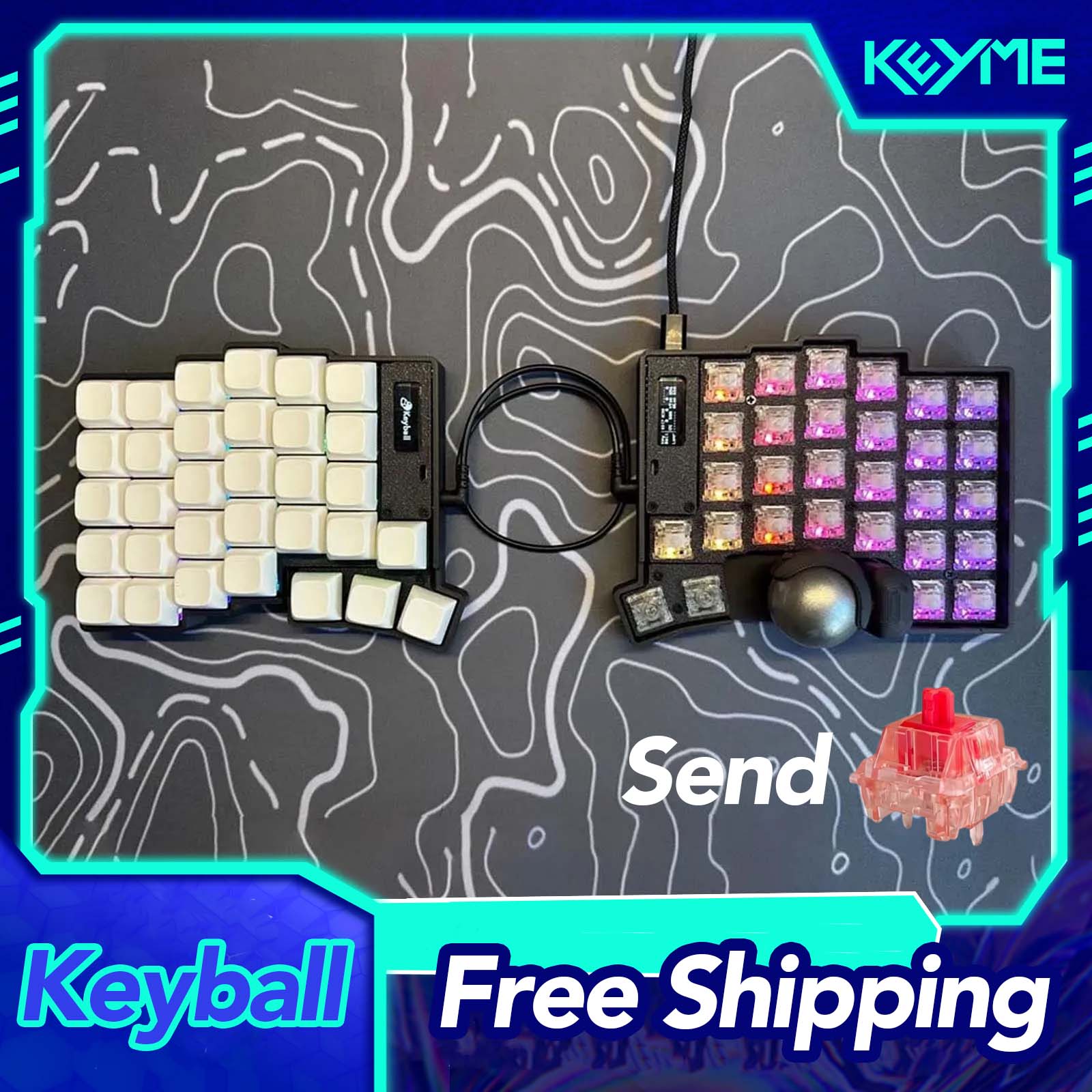Gaming Keyboard Extension - Keyball 39/44/61 Split Keyboard Kit With