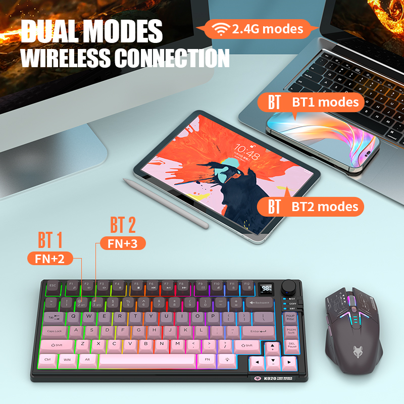 Dual-Mode 80 Keys Wireless Gam - Gaming Keyboard Ergonomic ulasan dan harga