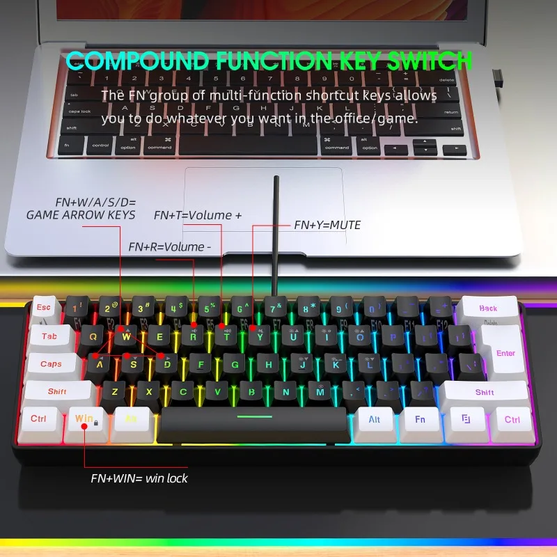 Keyboard and Mouse 60% Compute - Gaming Keyboard Mouse Set ulasan dan harga