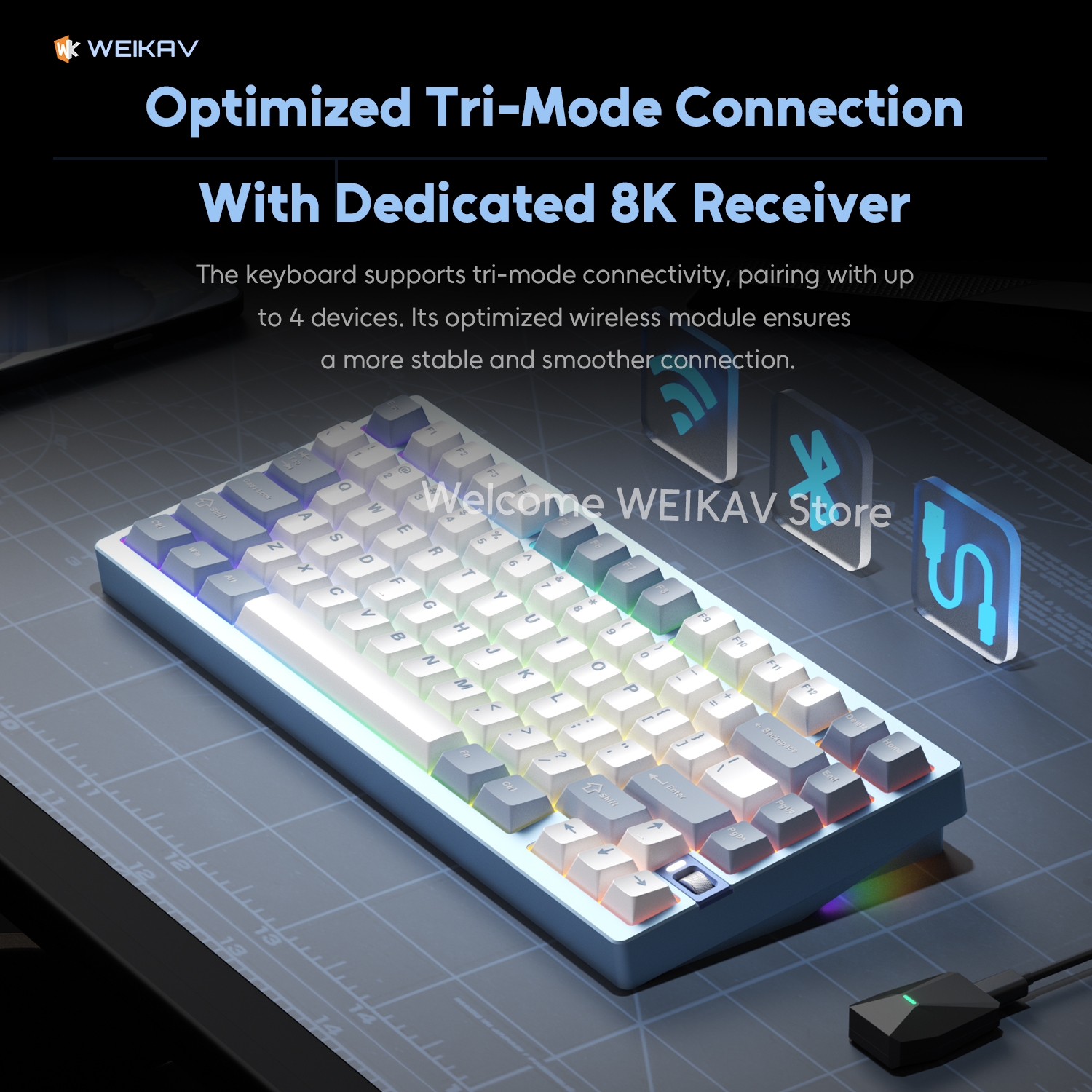 WEIKAV NUT75 220 Grit Aluminum - Gaming Keyboard Extension ulasan dan harga