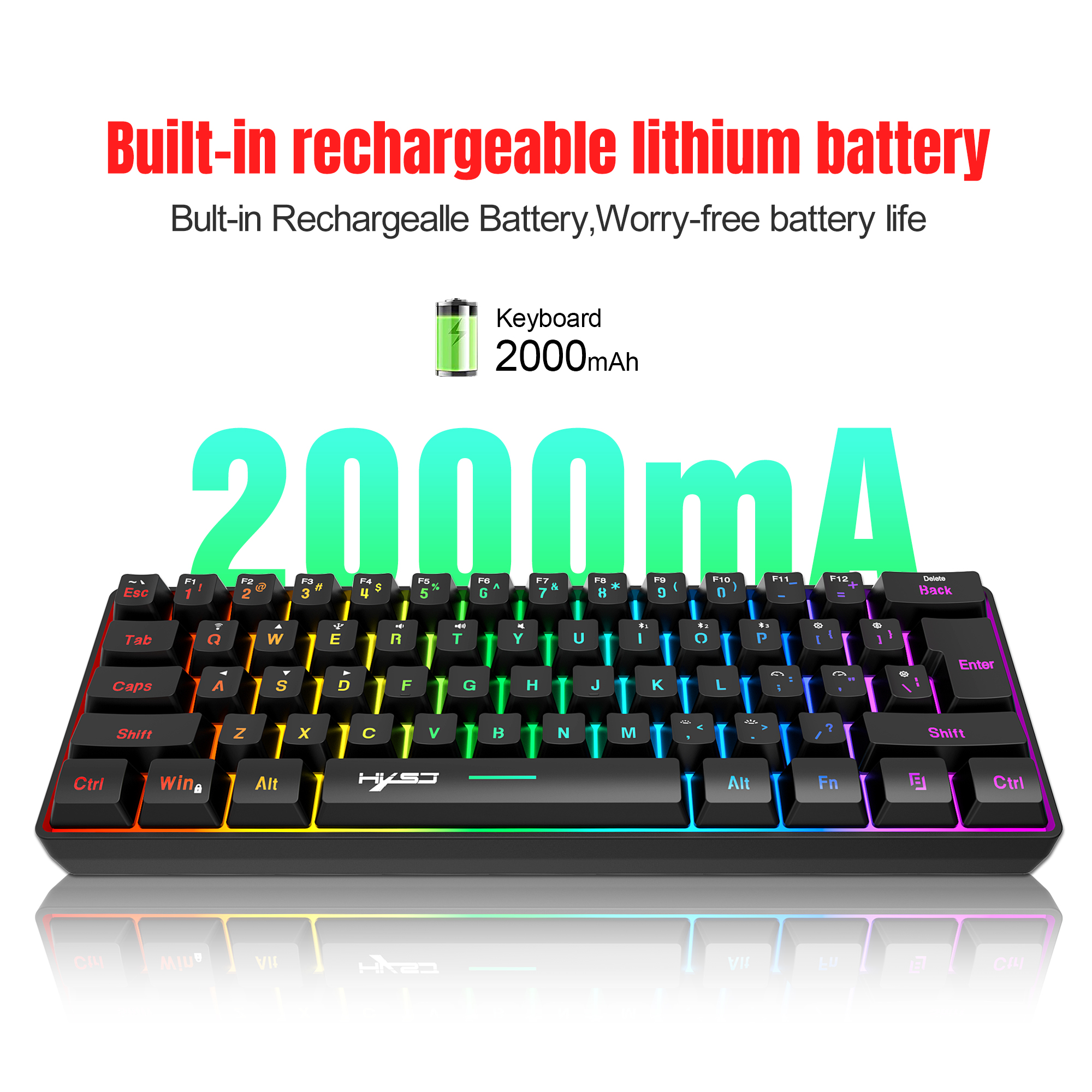 HXSJ L500 Tri mode wired wirel - Gaming Keyboard Bundle ulasan dan harga