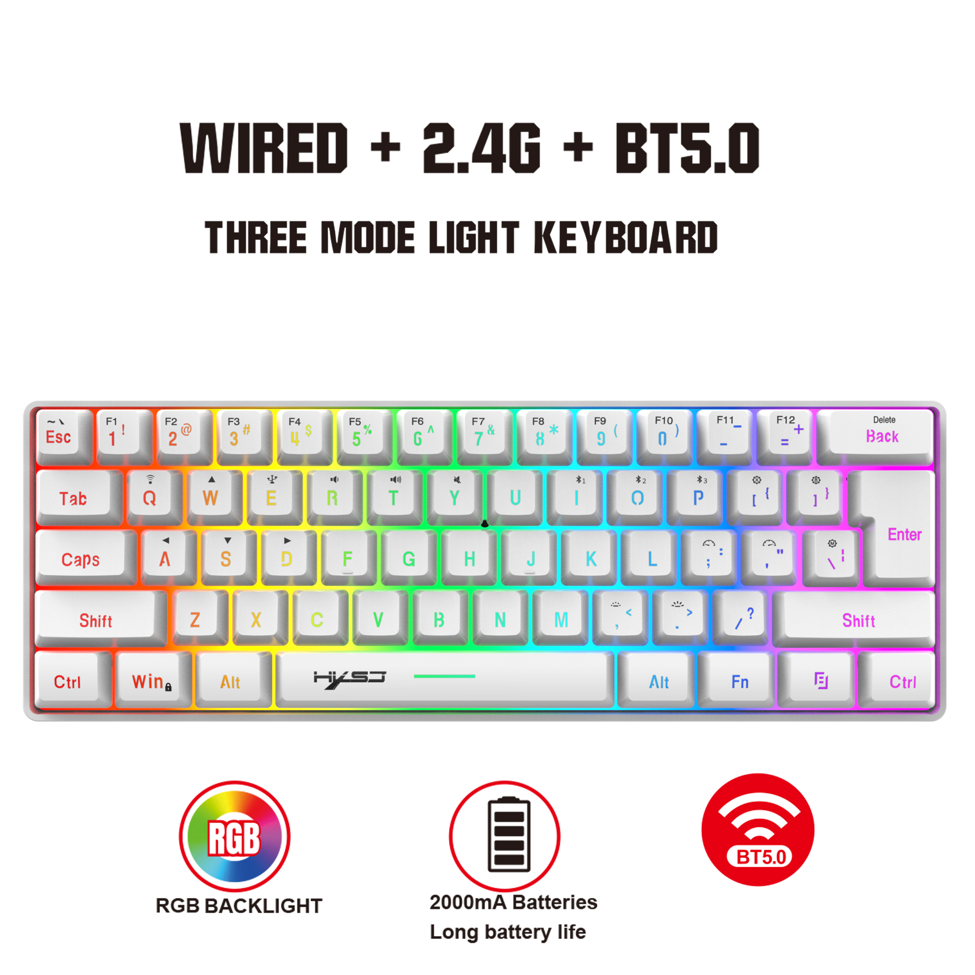 HXSJ L500 Tri mode wired wirel - Gaming Keyboard Bundle ulasan dan harga