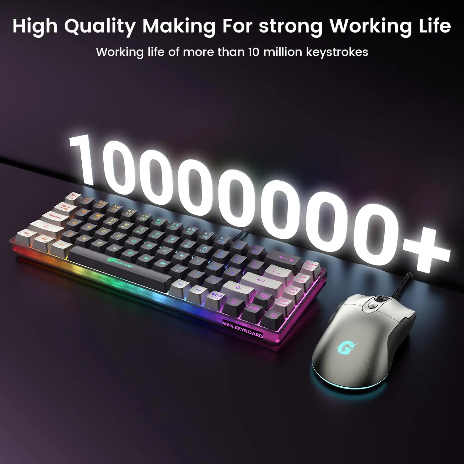 65% RGB Gaming Keyboard & 7200 - Gaming Keyboard Mouse Set ulasan dan harga