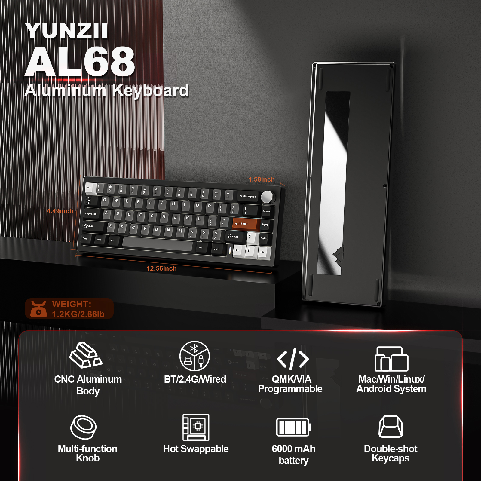 YUNZII AL68 Black QMK/VIA Mech - Gaming Keyboard Brand ulasan dan harga
