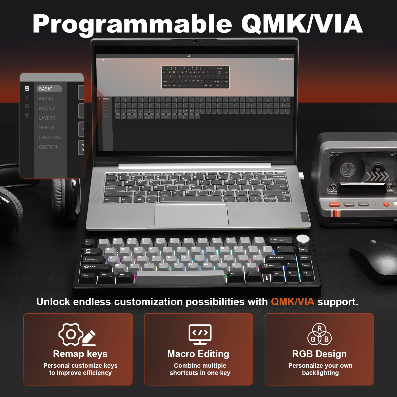 YUNZII AL68 Black QMK/VIA Mech - Gaming Keyboard Brand ulasan dan harga