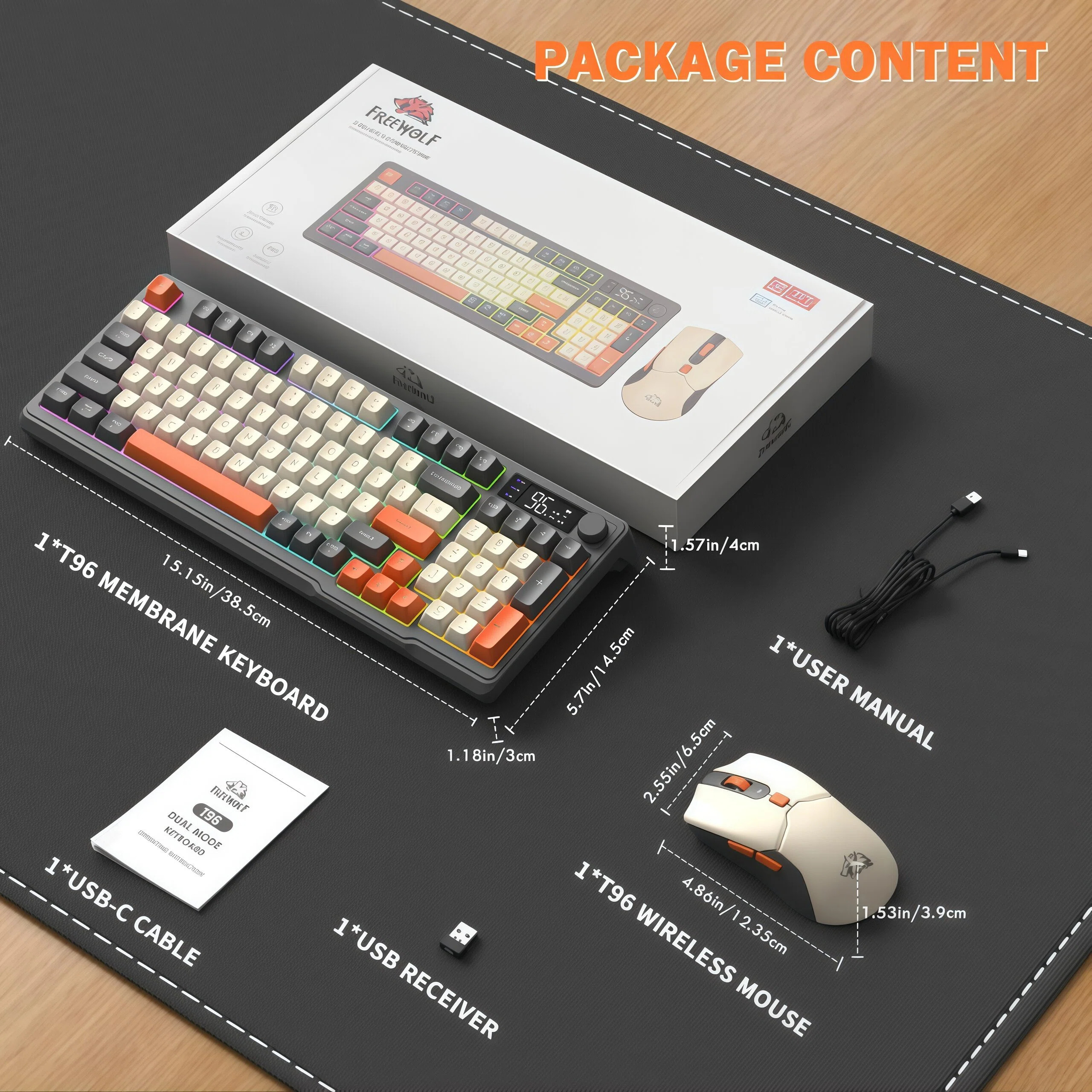 FREEWOLF T96 Wireless Keyboard - Gaming Keyboard Mouse Set ulasan dan harga