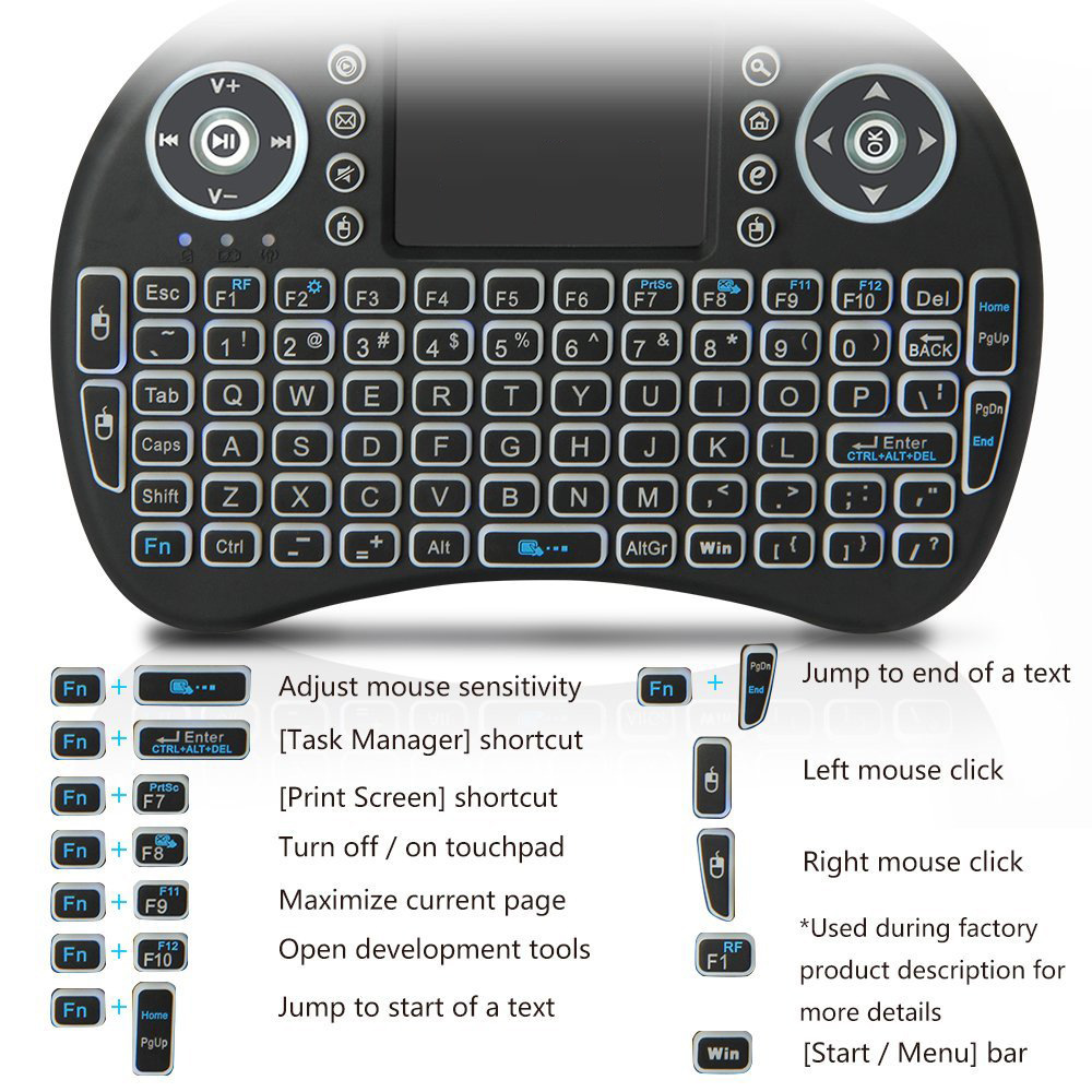 Backlit Mini Wireless Keyboard - Gaming Keyboard Bundle ulasan dan harga